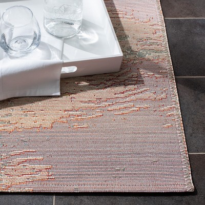 Barbados Light Blue and Pink Synthetic 8' x 10' Abstract Area Rug