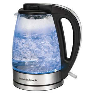 Hamilton Beach 1.7L Illuminated Glass Kettle - 40869: Electric Water Boiler, Overheat Protection, Cordless, LED Indicator - 1 of 4