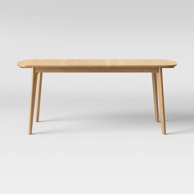 Astrid Mid-Century Extension Dining Table Natural - Threshold™: Rubberwood, 4-Seat, Extendable Rectangle