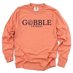 S.W.Smiley Gobble Typewriter - Women's Garment Dyed Long Sleeve Graphic T-Shirt - 1 of 4