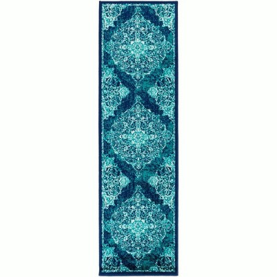 Mark & Day Radville 2'2"x7'7" Runner Woven Indoor Area Rugs Teal: Stain-Resistant, Pet Friendly, Traditional Medallion Design