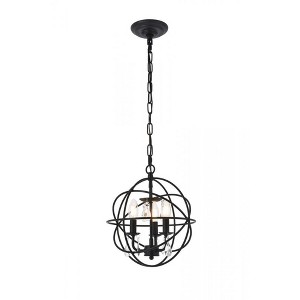 Elegant Lighting Wallace 3 light Matte Black Pendant - 1 of 4