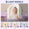 COZONY Kids Vanity Table Set with Mirror & Stool, Makeup Desk with Bookshelf, Drawer & Open Shelves - 3 of 4