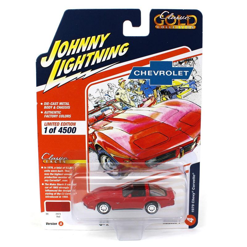 1/64 Johnny Lightning Classic Gold 1A - 1979 Chevrolet Corvette, Red JLCG031-A4, 1 of 2