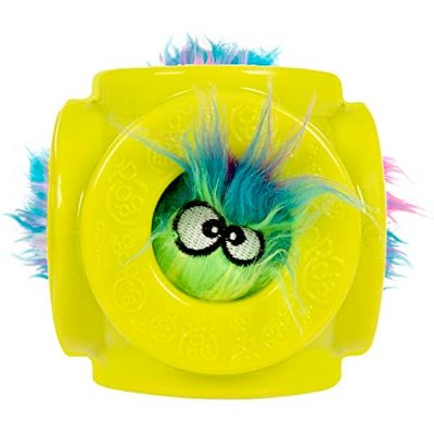 goDog Cage Ball 2-in-1 Burrow Bounced w/Furballz Squeaky Plush Ball Dog Toy - Yellow, One Size