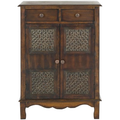 Herbert Dark Brown Solid Birch Accent Cabinet with Brass Knobs