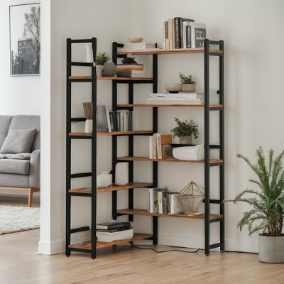 Hommoo 70.8" Corner Bookshelf, 8-Tier Industrial Bookcase Corner Display Rack
