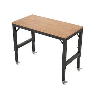 Syemin Adjustable Work Stands with Metal Frame and Wheels, Heavy Duty Sawhorses for Workshop, Garage, Home, Office , Brown, 48"*23.62"*39.37" - 1 of 4
