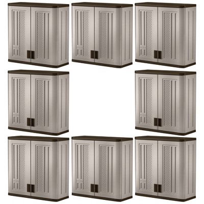 Suncast 4 Cubic Feet Resin Single Shelf Garage Wall Storage Cabinet, Platinum