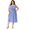 Agnes Orinda Women's Plus Size Square Neck Sleeveless Floral Flowy Stretchy Waist Midi A-Line Sundresses - 3 of 4