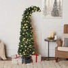 LuxenHome 5Ft Pre-Lit Leaning Top Green Artificial Potted Christmas Tree - 3 of 4