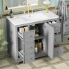 FAMYYT 36 in. Single Sink Freestanding Gray Bath Vanity with White Resin Top, Removable Divider - 3 of 4
