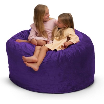 Ultimate Sack 4ft Bean Bag Chair, Oversized Comfortable Indoor Floor Lounger, Giant Foam-Filled Furniture for Relaxing, Purple Suede