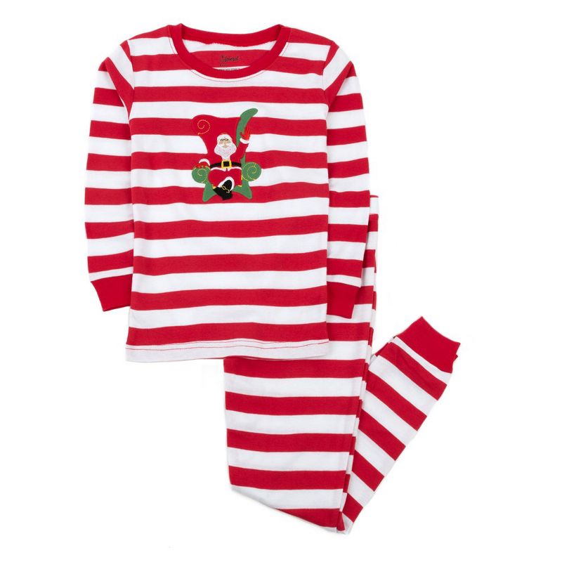Leveret Kids Two Piece Cotton Striped Christmas Pajamas, 1 of 4