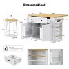 Rolling Kitchen Island Cabinet with 2 Bar Stools, Mobile Storage Cart with Outlet for Kitchen or Dining Room – The Pop Home - 4 of 4