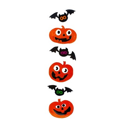 Northlight Glittered Jack-O-Lantern and Bats Halloween Gel Window Clings