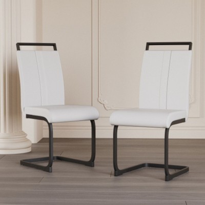 Modern High-Back Dining Chairs with C-Shaped Metal Legs, 2-Pack