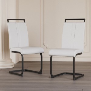 Modern High-Back Dining Chairs with C-Shaped Metal Legs, 2-Pack - 1 of 4