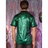 Lars Amadeus Men's Contrasting Color Short Sleeves Button Down Disco Party Sparkly Metallic Shirts - 3 of 4