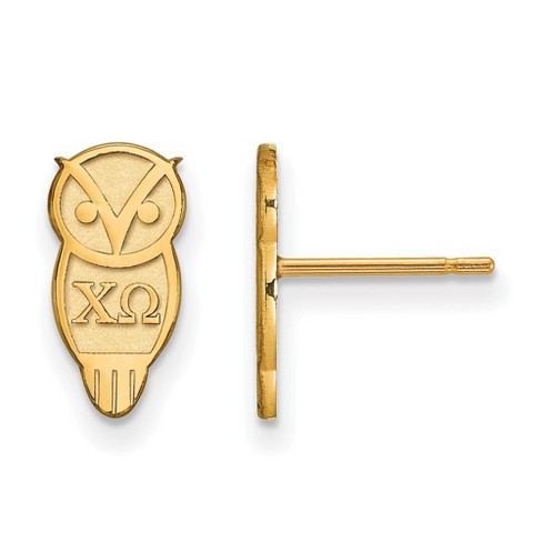 Black Bow Jewelry 14k Yellow Gold Plated Sterling Silver Chi Omega Greek Life Stud Earring - image 1 of 3