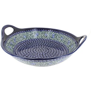 Blue Rose Polish Pottery 1348 Zaklady Large Deep Bowl with Handles - 1 of 1