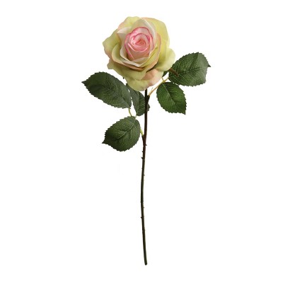 Floral Home 20" Green Pink Open Rose - 48-Piece