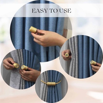 Gray Magnetic Curtain Tieback with Wooden Tips