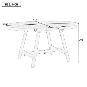 Gulches Natural Wood Wash Extendable Round Dining Table, Solid Wood & MDF, 41.4"-56.6" Adjustable, 200LBS Capacity - 1 of 4