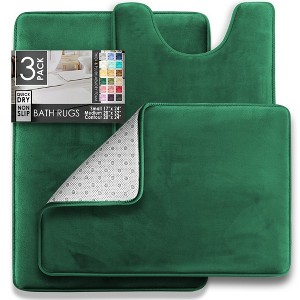 Hearth & Harbor Bathroom Rugs, Ultra Soft Velvet Memory Foam Bath Mats with PVC Backing - 1 of 4