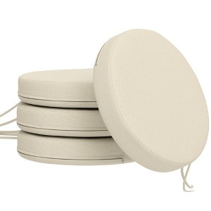 Outsunny Outdoor Chair Cushions Set of 4, Round Seat Cushions for Dining Chairs Bistro Chairs with Machine Washable Cover, 15" x 15" x 3" - 1 of 4
