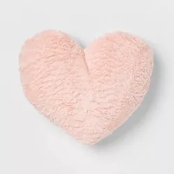 Faux Fur Heart Throw Pillow Pink - Pillowfort™