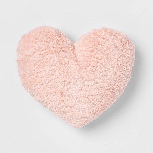 Faux Fur Heart Throw Pillow Pink - Pillowfort™ - image 1 of 4