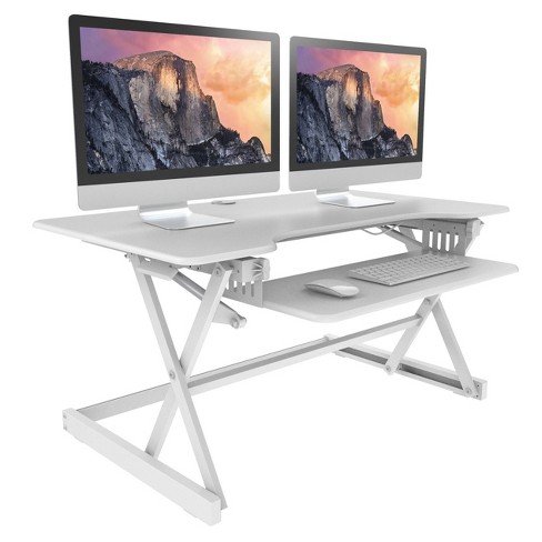 Small Ergo Height Adjustable Standing Desk Converter White - True