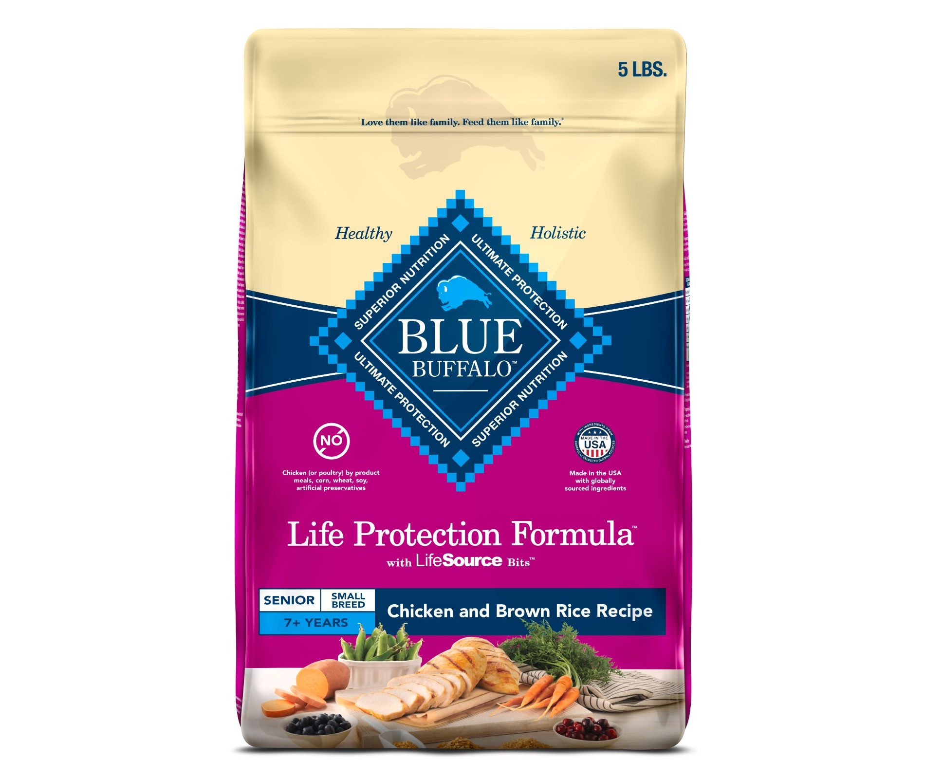 Blue Buffalo Life Protection Formula Natural Senior Small Breed Dry Dog Food with Chicken and Brown Rice