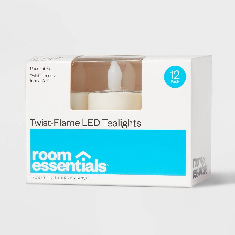 12ct Twist-Flame LED Tealight Candles (Cream) - Room Essentials&#8482;, 1 of 6