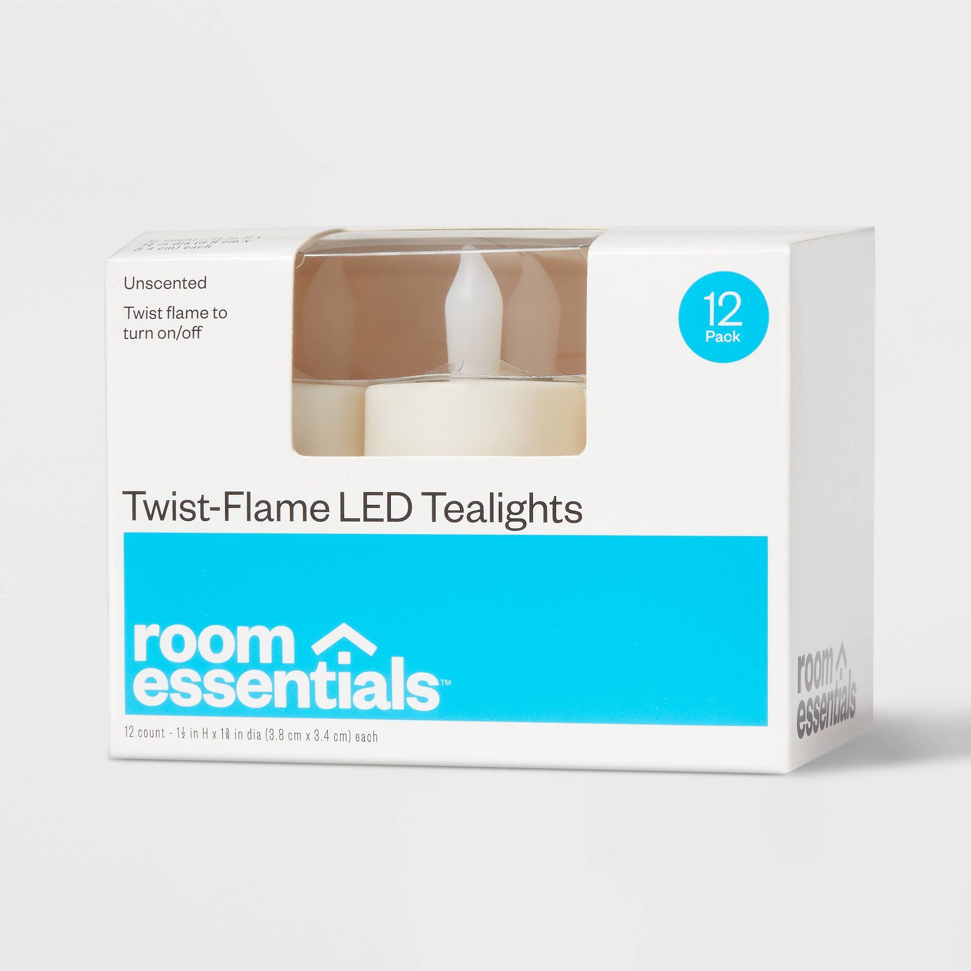 12ct Twist-Flame LED Tealight Candles (Cream) - Room Essentials™: Battery-Operated, Flickering, Plastic