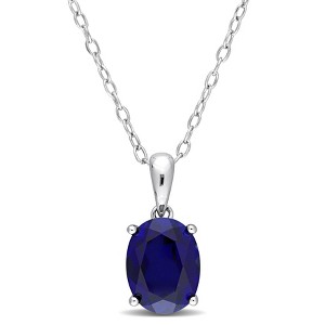EVERLY JEWELRY | Sterling Silver Pendant with Gemstone and Created Gemstone – Multiple Stone Options - 1 of 4