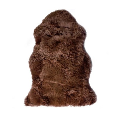 Hastings Home Faux Sheepskin Fur Rug (4x5 Feet, Brown) : Target