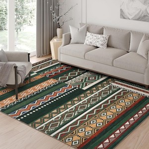 Vintage Patchwork Runner Rug - Machine Washable, Non-Slip, Stain-Resistant, Geometric Design, Foldable, Soft Low-Pile for Hallway - 1 of 4