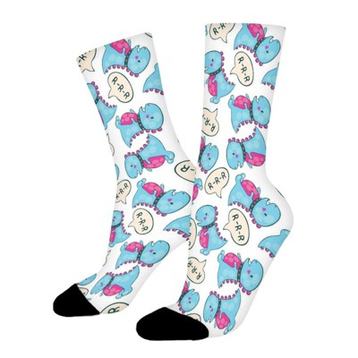 Dinosaur Pattern Women Printed Crew Socks Funny Funky Socks Soft Polyester Novelty Gifts for Artists Men