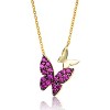 Guili Sterling Silver 14k Gold Plated Ruby Cubic Zirconia Double Butterfly Layering Necklace, a delicate and enchanting feminine design. - 2 of 2