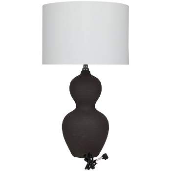 26" x 15" Ceramic Gourd Style Base Table Lamp with Drum Shade Black - CosmoLiving by Cosmopolitan
