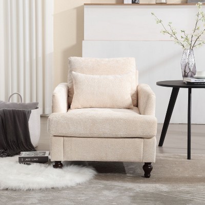 Deja Wood Frame Chenille Accent Chair, Modern Armchair for Living Room - Maison Boucle
