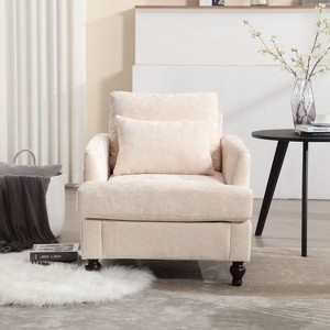 Deja Wood Frame Chenille Accent Chair, Modern Armchair for Living Room - Maison Boucle - 1 of 4
