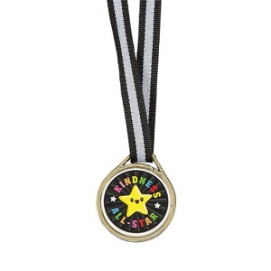 Fun Express 1 1/2" SEL Kindness All-Star Award Medals with Black & White Ribbon - 12 Pc. - 1 of 1