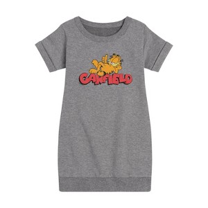 - Garfield - Garf Laying Graphic Short Sleeve Fleece Dress - 1 of 4