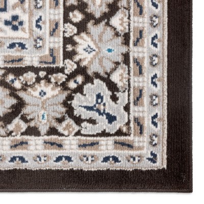 Brown and Ivory Traditional Medallion Area Rug, 7'9" x 10'8"