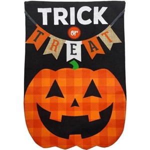 Briarwood Lane Trick Or Treat Pumpkin Burlap Halloween Garden Fla - 1 of 4