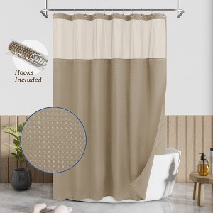Textured Waffle Weave Shower Curtain with Snap In Liner and 12 Hooks - 1 of 4