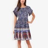 Anna-Kaci Women's Bohemian Floral Print Short Sleeve Swing Fashion Dress With Crew Neckline - 4 of 4